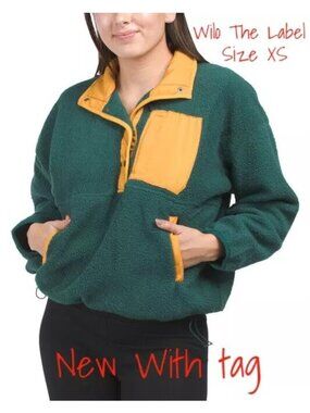Women's Oversized Green Fleece Pullover Sweatshirt by Wilo The Label - New